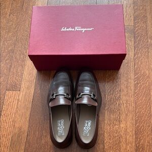 Salvatore Ferragamo Dark Brown Leather Bit Loafers